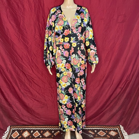 Pattern by Lush Long Sleeve Floral One Piece Wide Leg Jumpsuit Large - Picture 1 of 9
